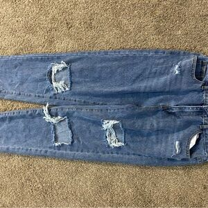 SHEIN High Rise Distressed Blue Jeans